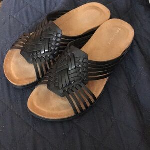 Easy Spirit Black Woven Leather Slide Sandals - Women Size 7